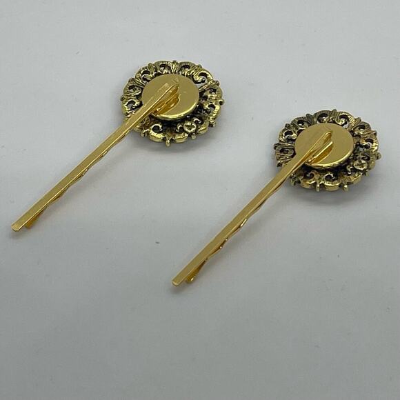 Handmade Purple Rhinestone Gold Set Hair Clips Whimsical HoCo Fairy Jewelry NWT - Picture 4 of 6